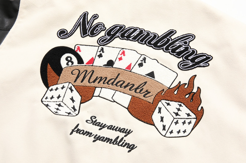 F3F Select Poker Flocking Embroidered Baseball Jacket