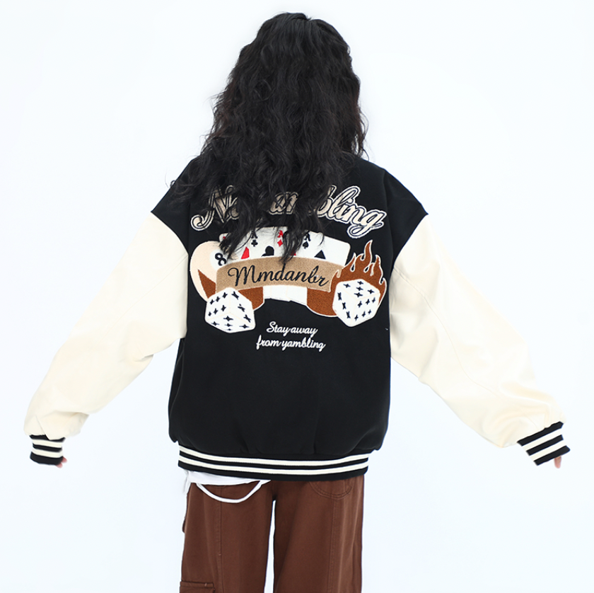 F3F Select Poker Flocking Embroidered Baseball Jacket