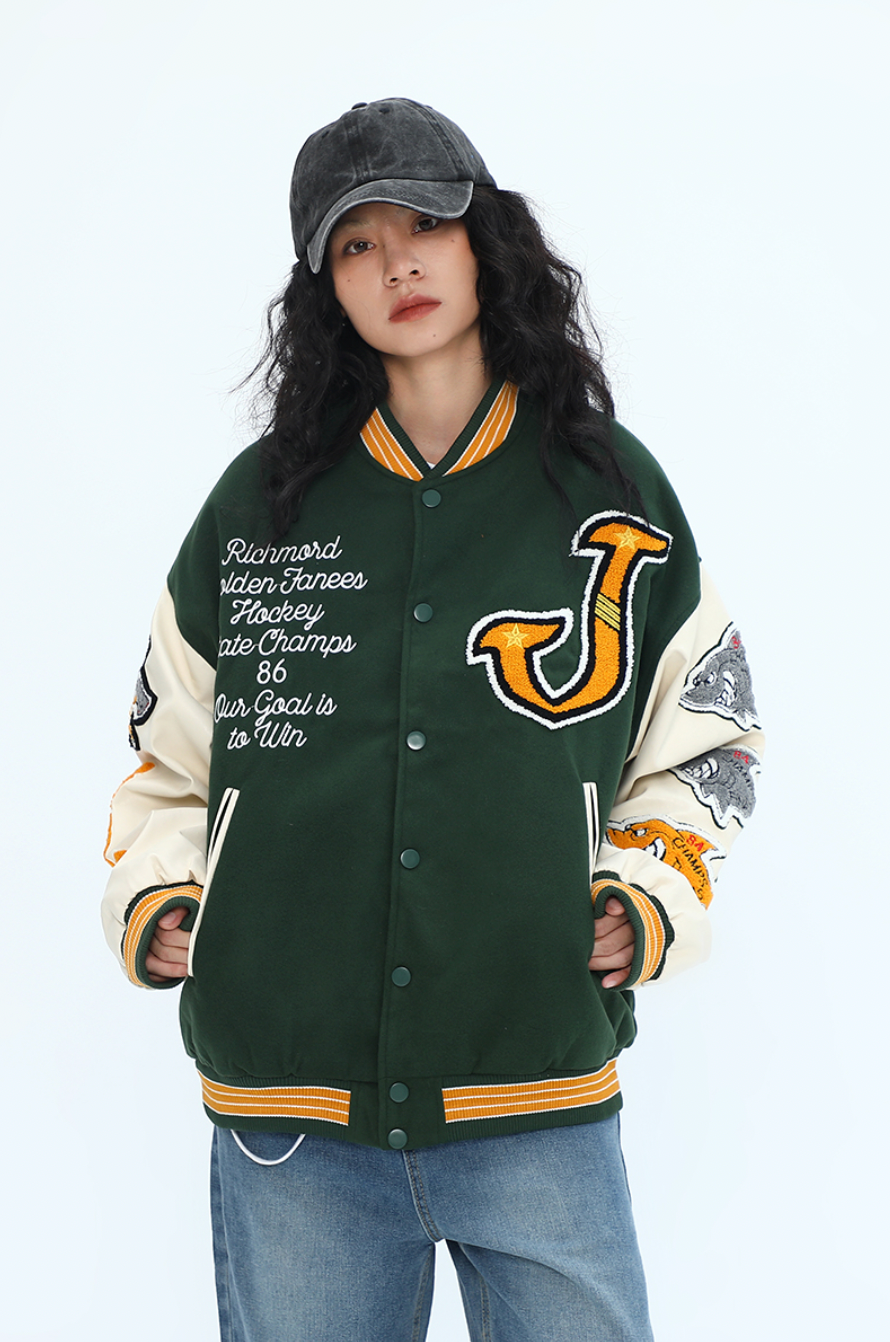 F3F Select Shark Flock Embroidered Baseball Jacket