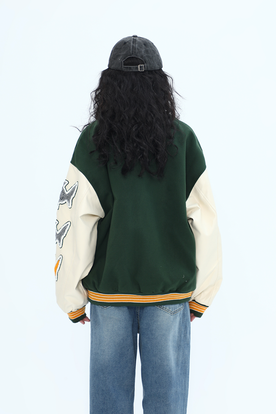 F3F Select Shark Flock Embroidered Baseball Jacket