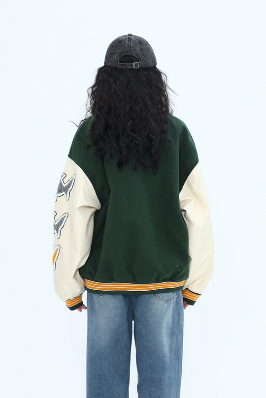 F3F Select Shark Flock Embroidered Baseball Jacket