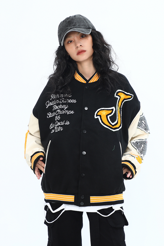 F3F Select Shark Flock Embroidered Baseball Jacket