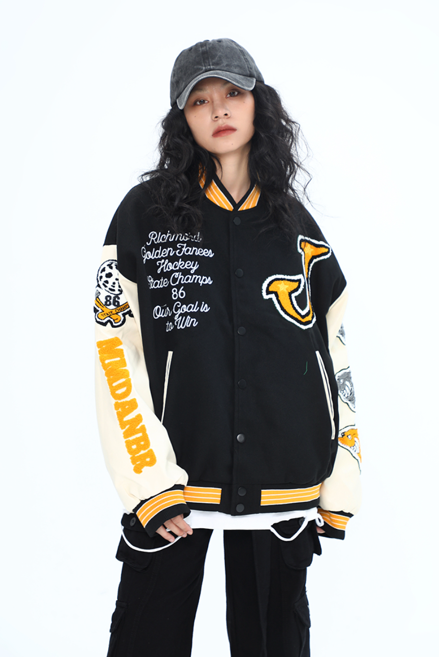 F3F Select Shark Flock Embroidered Baseball Jacket