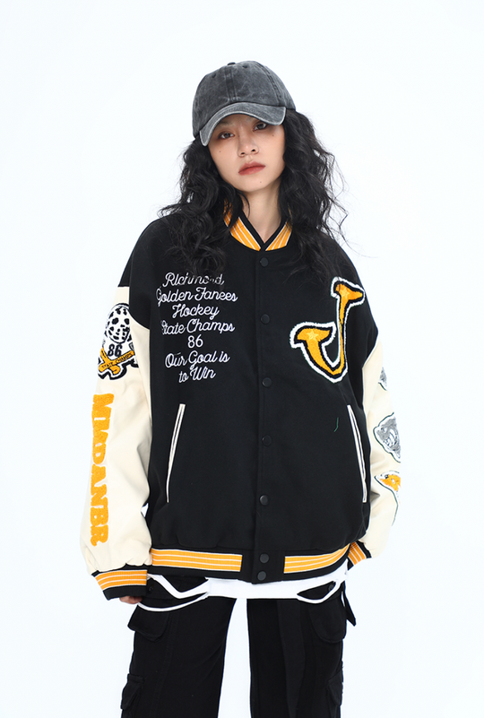 F3F Select Shark Flock Embroidered Baseball Jacket