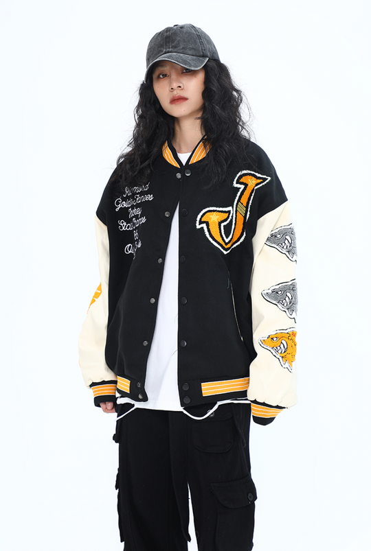F3F Select Shark Flock Embroidered Baseball Jacket