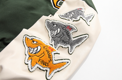 F3F Select Shark Flock Embroidered Baseball Jacket