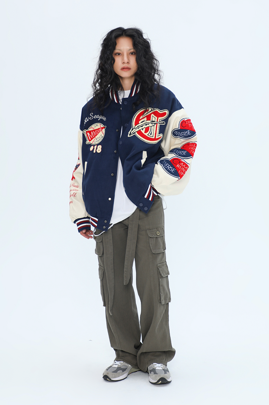 F3F Select Small Red Hat Flocking Embroidered Baseball Jacket