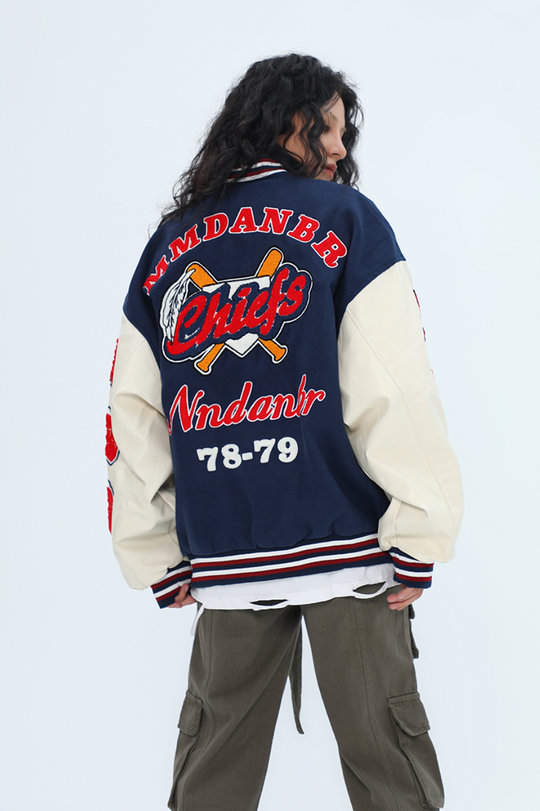 F3F Select Small Red Hat Flocking Embroidered Baseball Jacket