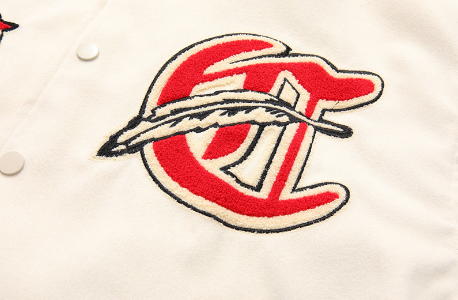 F3F Select Small Red Hat Flocking Embroidered Baseball Jacket