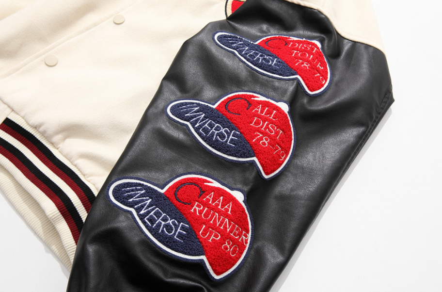 F3F Select Small Red Hat Flocking Embroidered Baseball Jacket