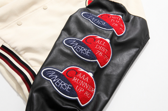 F3F Select Small Red Hat Flocking Embroidered Baseball Jacket