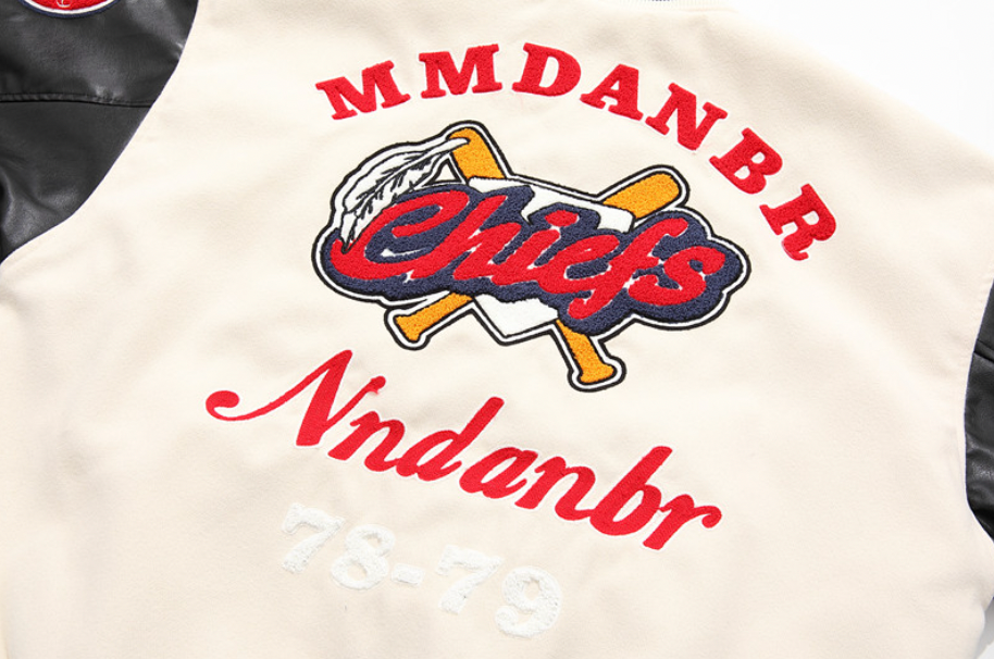 F3F Select Small Red Hat Flocking Embroidered Baseball Jacket