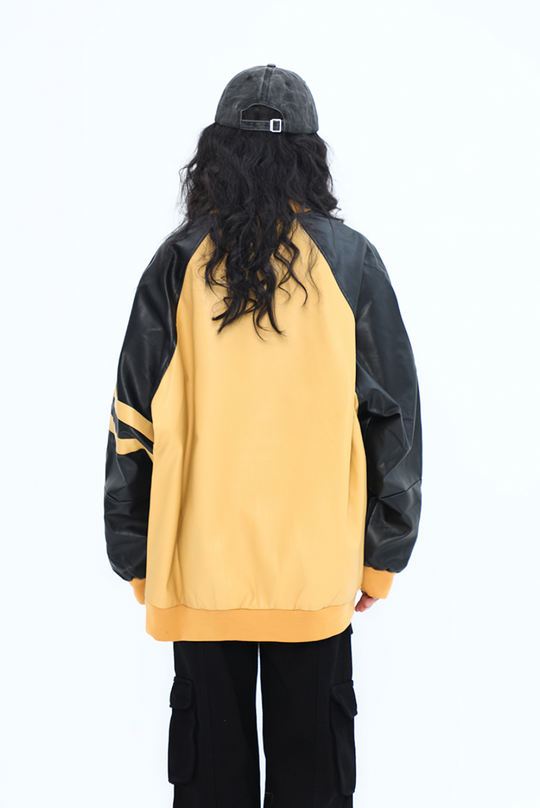 F3F Select Colorful Embroidered Biker PU Leather Jacket