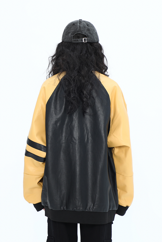 F3F Select Colorful Embroidered Biker PU Leather Jacket