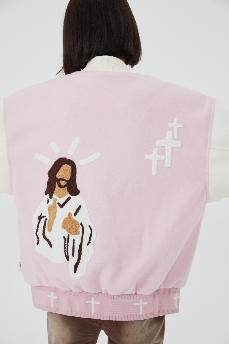 F3F Select Jesus Christ & Cross Embroidered Baseball Jacket