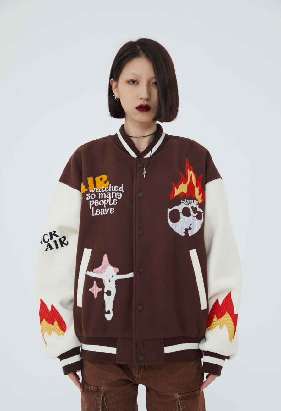 F3F Select Skull & Jesus Embroidered Baseball Jacket