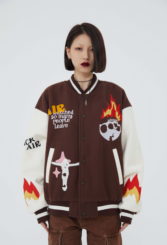 F3F Select Skull & Jesus Embroidered Baseball Jacket