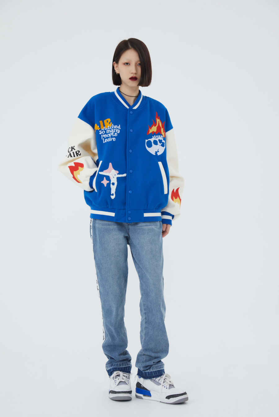 F3F Select Skull & Jesus Embroidered Baseball Jacket