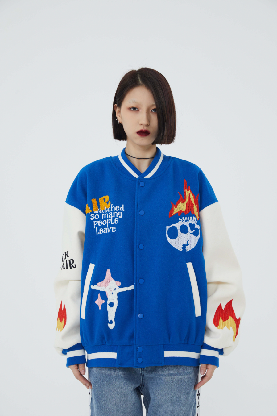 F3F Select Skull & Jesus Embroidered Baseball Jacket