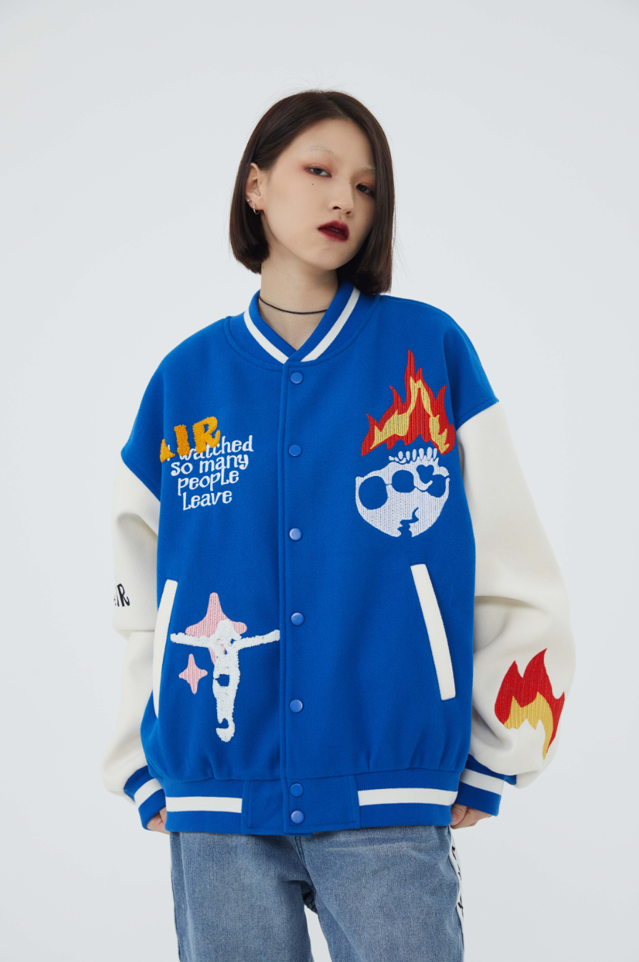 F3F Select Skull & Jesus Embroidered Baseball Jacket