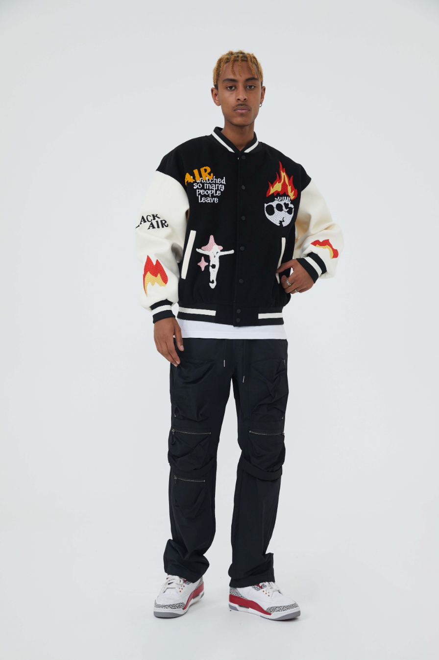 F3F Select Skull & Jesus Embroidered Baseball Jacket