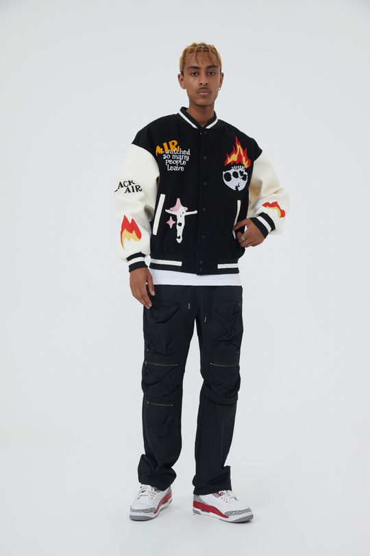 F3F Select Skull & Jesus Embroidered Baseball Jacket