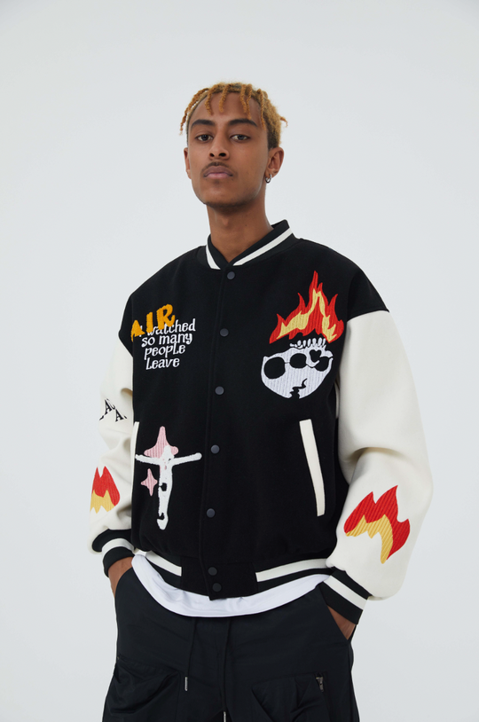 F3F Select Skull & Jesus Embroidered Baseball Jacket
