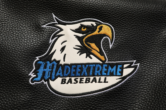 F3F Select  Eagle Embroidery Color Blocking Biker PU Leather Jacket