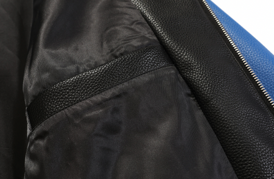 F3F Select  Eagle Embroidery Color Blocking Biker PU Leather Jacket