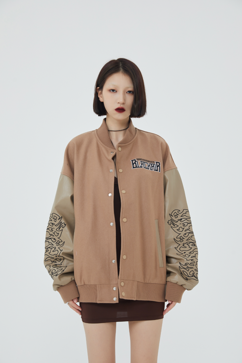 F3F Select Retro Spelling Embroidered Baseball Jacket