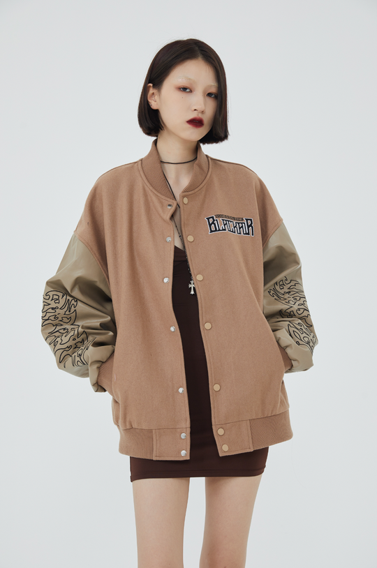 F3F Select Retro Spelling Embroidered Baseball Jacket