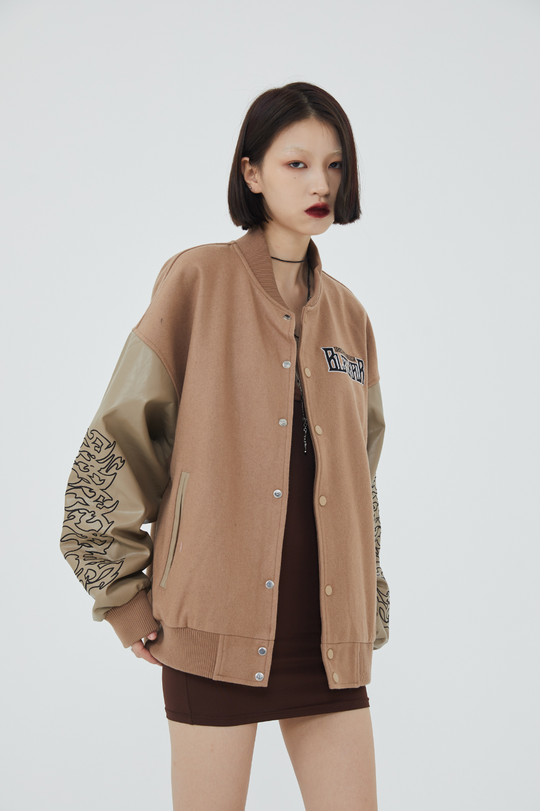 F3F Select Retro Spelling Embroidered Baseball Jacket