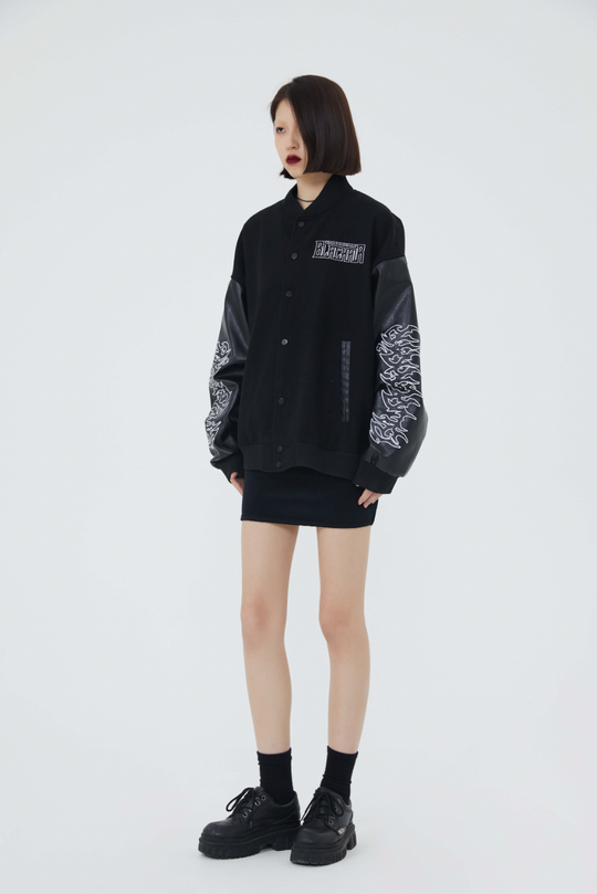 F3F Select Retro Spelling Embroidered Baseball Jacket