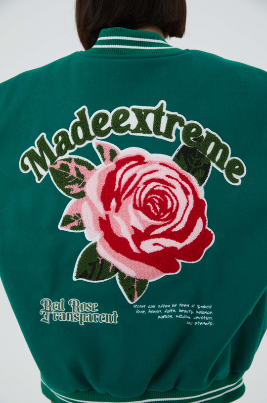 F3F Select Rose Flock Embroidered Baseball Jacket