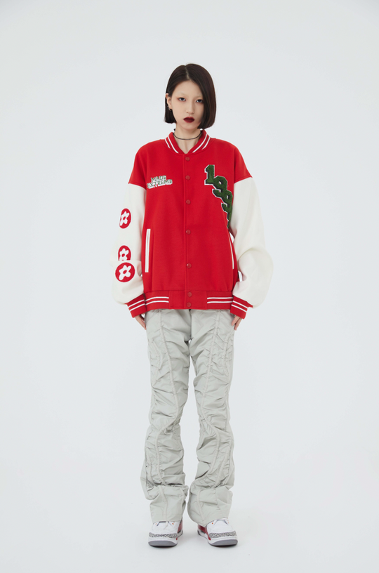 F3F Select Rose Flock Embroidered Baseball Jacket
