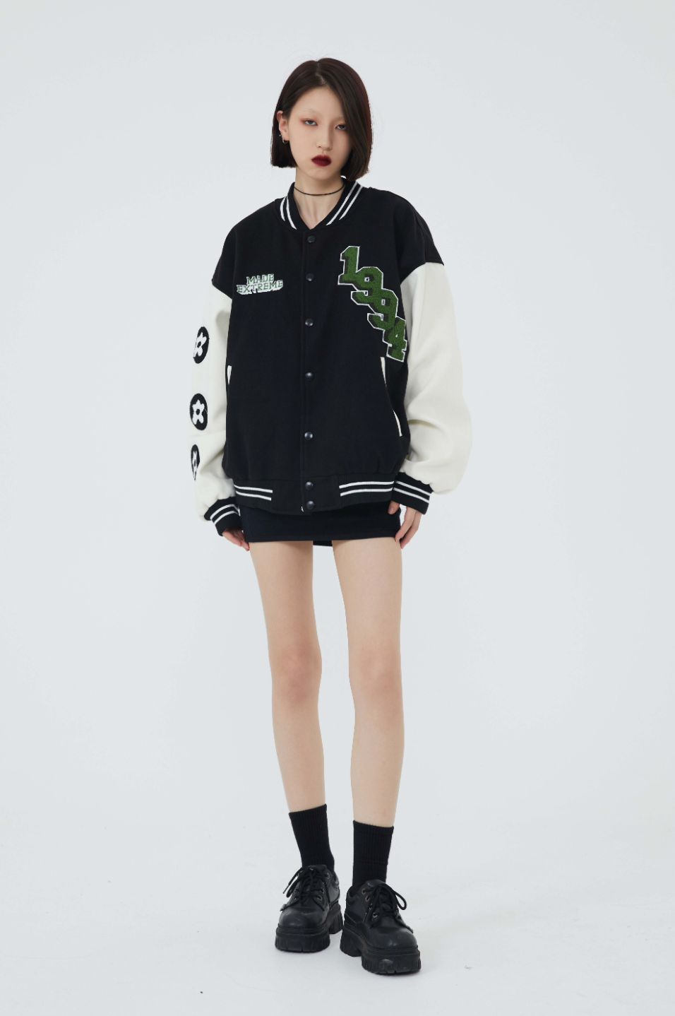 F3F Select Rose Flock Embroidered Baseball Jacket