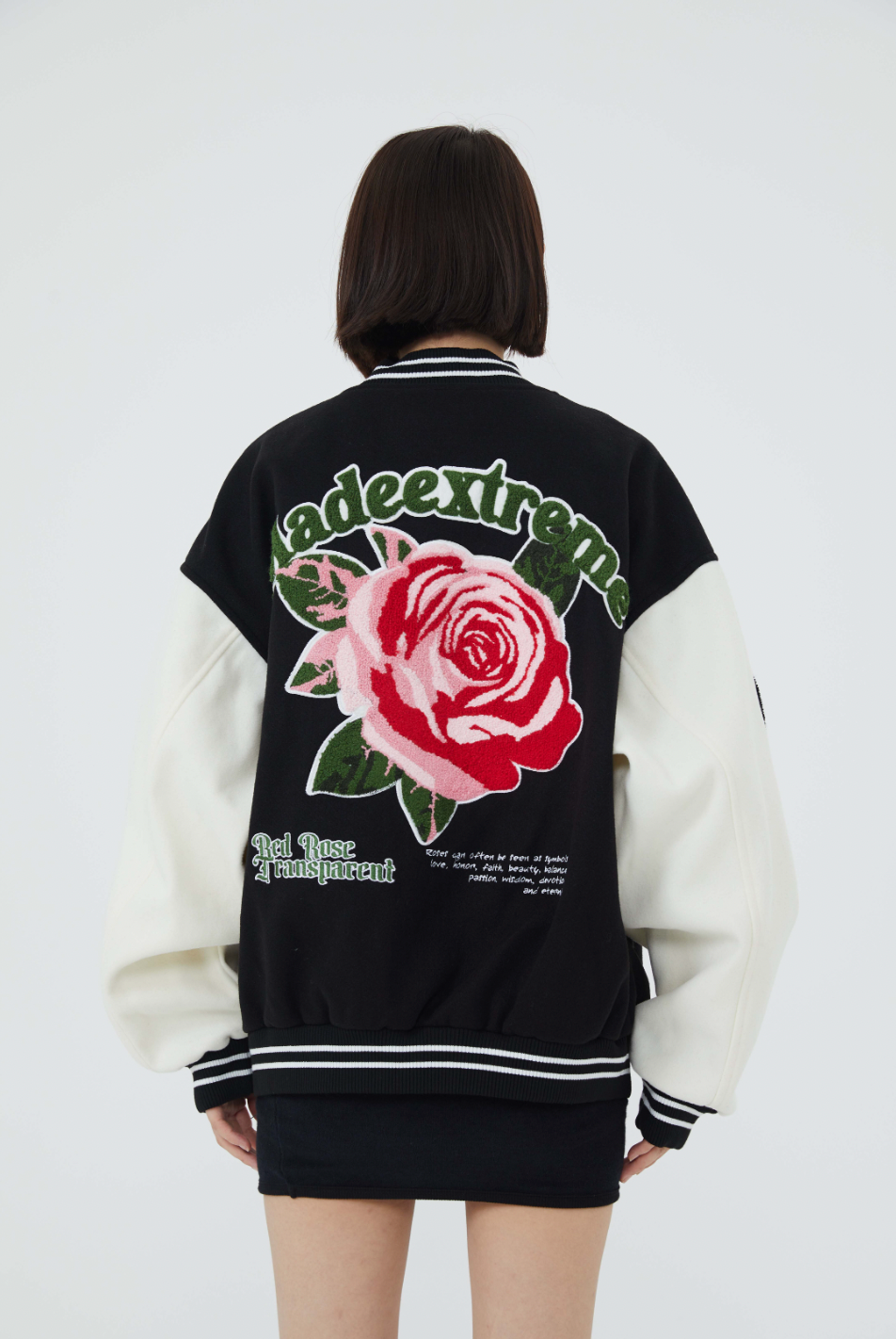 F3F Select Rose Flock Embroidered Baseball Jacket