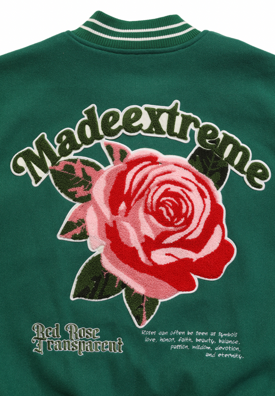 F3F Select Rose Flock Embroidered Baseball Jacket