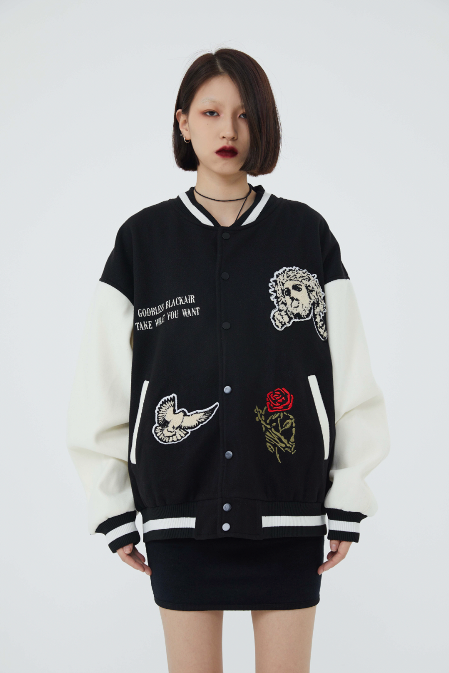 F3F Select Cross Flocking Embroidery Baseball Jacket
