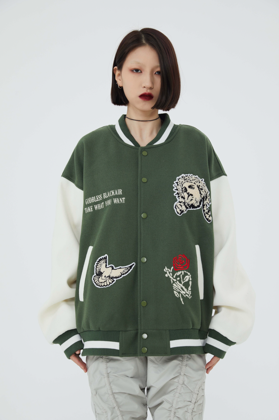 F3F Select Cross Flocking Embroidery Baseball Jacket