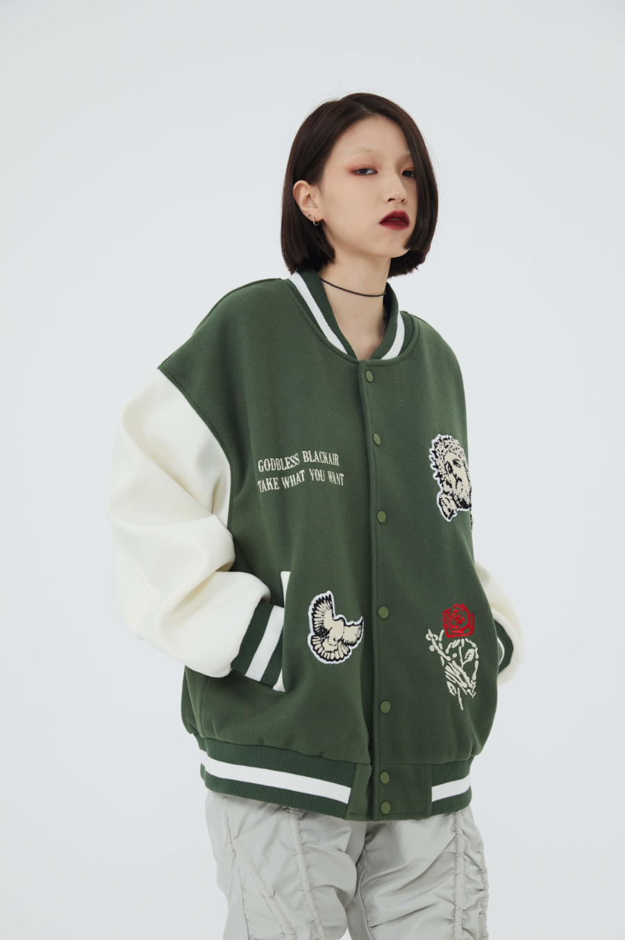 F3F Select Cross Flocking Embroidery Baseball Jacket