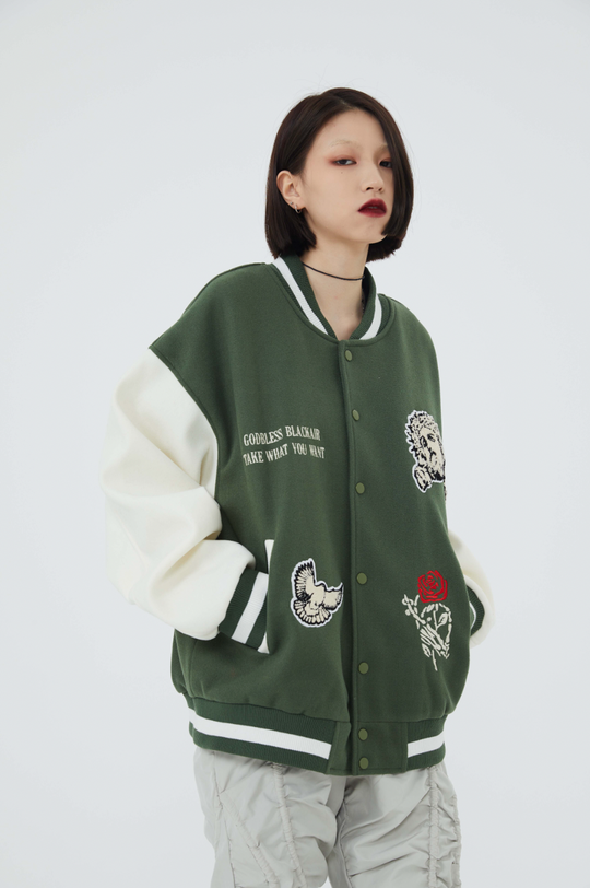 F3F Select Cross Flocking Embroidery Baseball Jacket