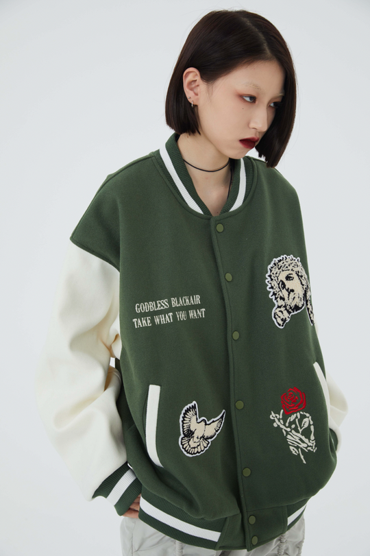 F3F Select Cross Flocking Embroidery Baseball Jacket