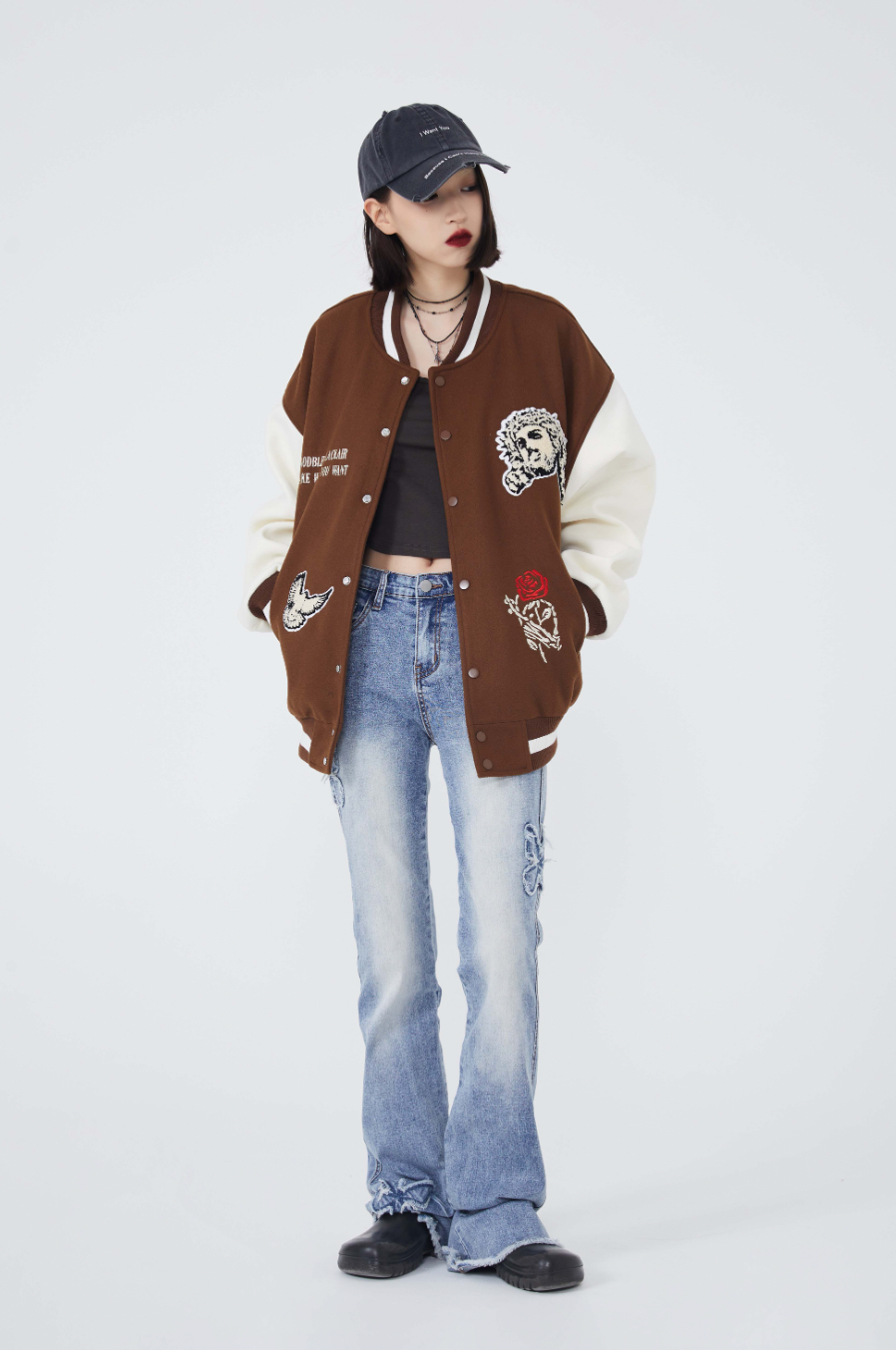 F3F Select Cross Flocking Embroidery Baseball Jacket