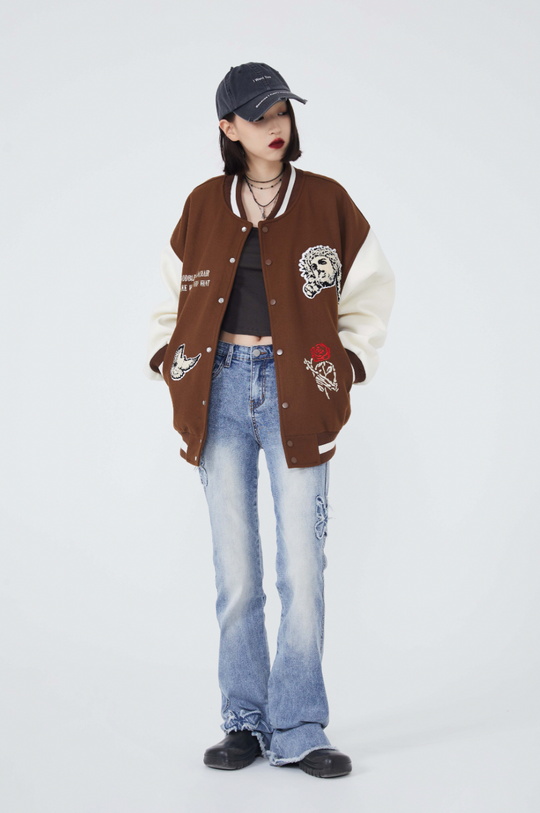 F3F Select Cross Flocking Embroidery Baseball Jacket