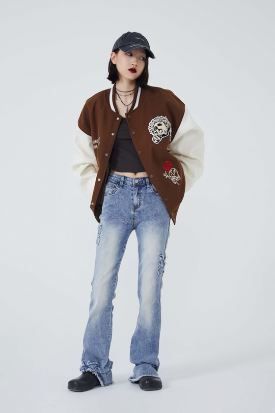 F3F Select Cross Flocking Embroidery Baseball Jacket