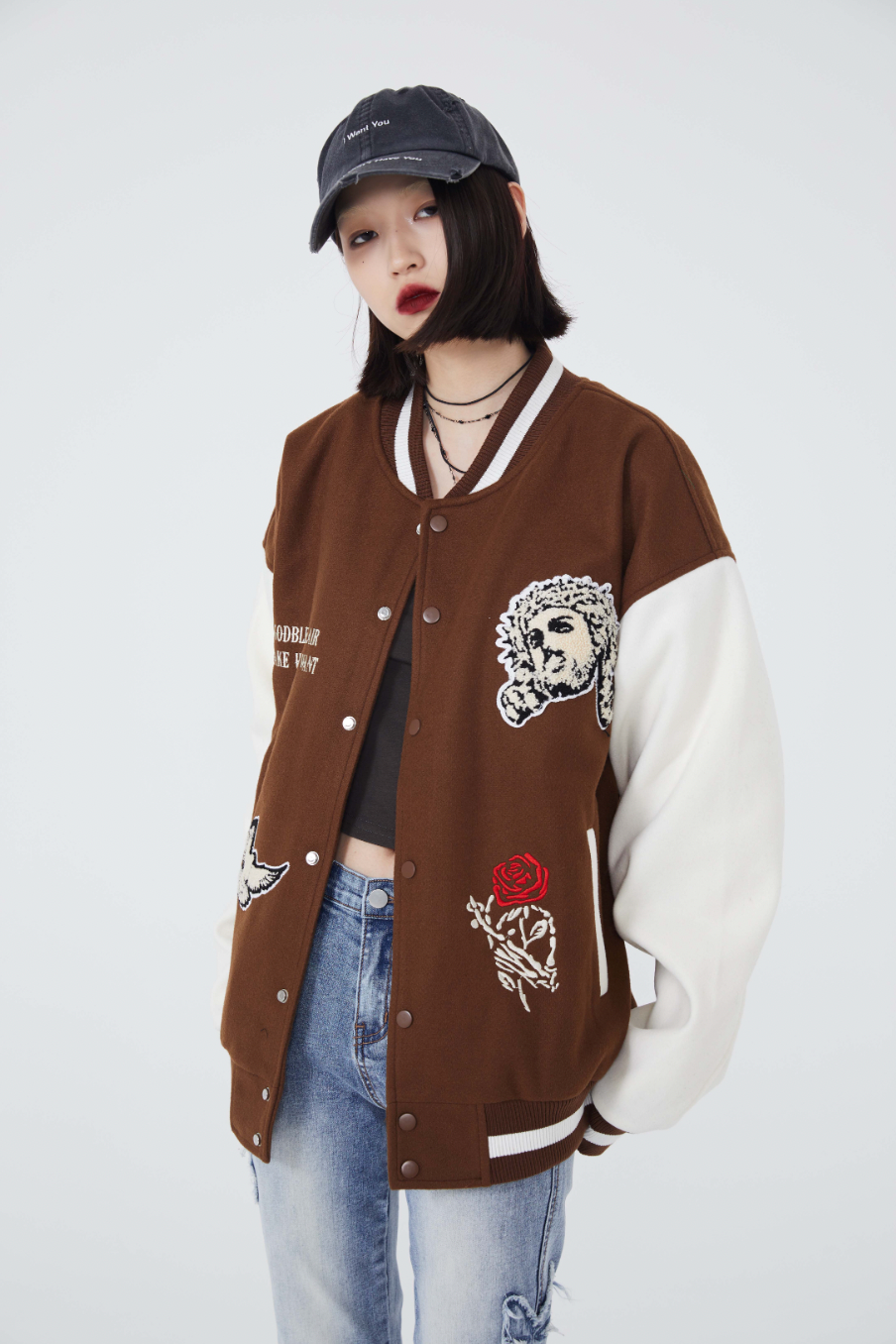 F3F Select Cross Flocking Embroidery Baseball Jacket