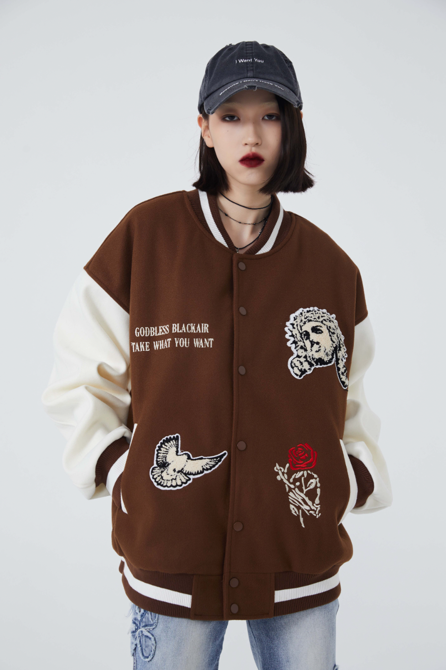 F3F Select Cross Flocking Embroidery Baseball Jacket