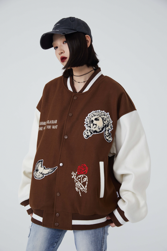 F3F Select Cross Flocking Embroidery Baseball Jacket
