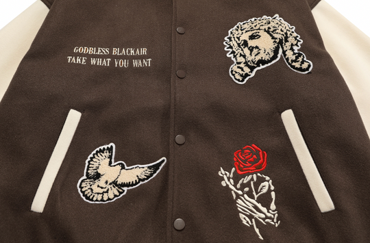 F3F Select Cross Flocking Embroidery Baseball Jacket